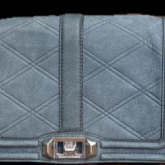 Rebecca Minkoff Love Quilted Suede Crossbody Bag Light Blue NWT - Picture 2 of 16